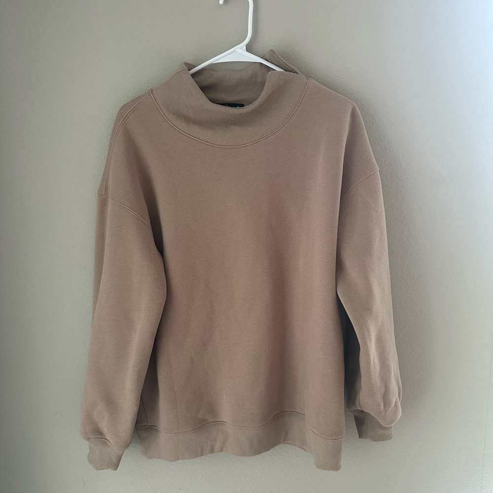Relaxed Mock Neck Sweater in Taupe